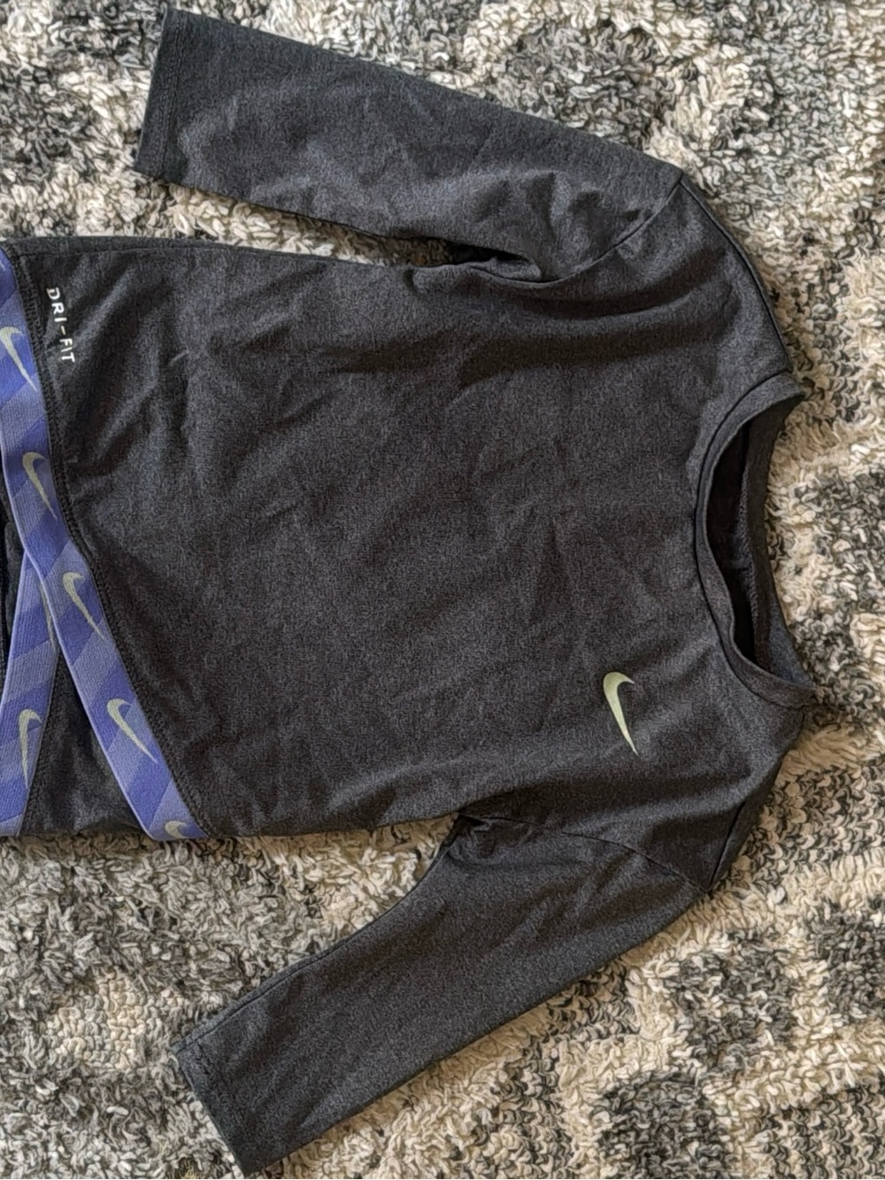 Nike Dark Gray Crewneck Dri-FIT Sweatshirt with Subtle Swoosh